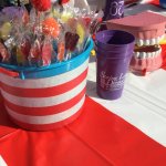 Partners in Education event, table with lollipops