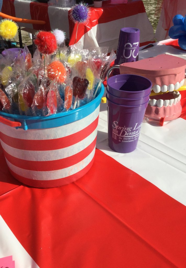 Partners in Education event, table with lollipops