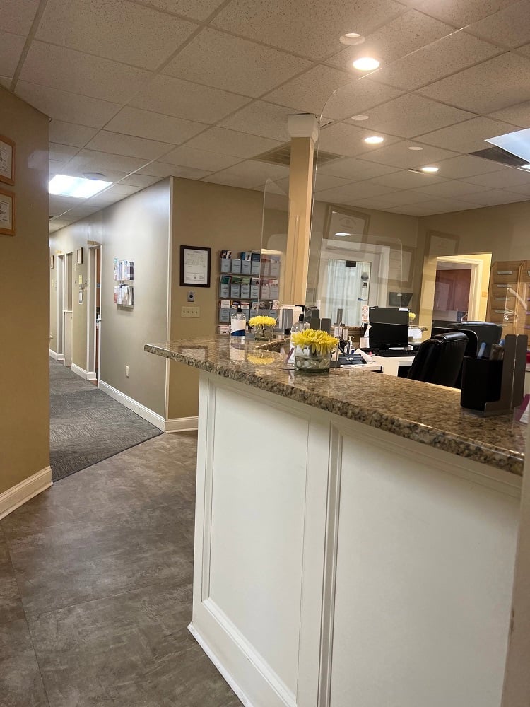 Front desk and hallway.